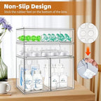 Baby Bottle Organizer, 4 Pack Stackable Storage Drawers with Labels, Clear Station Organizers Container for Pacifiers, Pump Parts, Desk Organizer Bins for Bathroom, Cabinet, Pantry, Vanity, Countertop - Image 6
