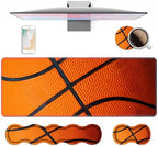 4 in 1 Ergonomic Keyboard Wrist Rest & Mouse Pad Wrist Rest Set, Large XXL Gaming Desk Mat 31.5"x 11.8" with Non-Slip Base, Memory Foam for Home Office Study Gaming, Basketball Surface by Unknown