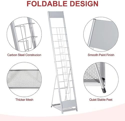 PATIKIL Detachable Magazine Display Racks Floor Standing 10 Layers Brochure Stand Catalog Literature Holder for Hotel, Exhibition, Office - Image 3