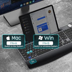 GAMCATZ Ergonomic Wireless Keyboard and Mouse with Wrist Rest，Phone Holder - 2.4GHz Full-Sized Low-Profile Quiet Wireless Mouse and Keyboard Combo for Computer, Laptop, PC, Mac-Black - Image 2