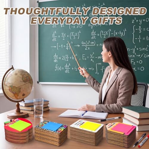 Epakh 24 Sets Back to School Teacher Gifts Bulk Composition Sticky Note Holder with Notepads Wood Sticky Note Dispensers Pencil Apple Notebook Design Thank You Gift for First Day of School - Image 6