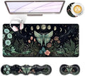 Large Keyboard Mouse Pad Set, Extended Mouse Pad+Keyboard Wrist Rest Support, Memory Foam Ergonomic Easy Typing, 4Pcs (31.5×11.8 in) Desk Pad Set for Office Home,Butterfly Moon Flower by Unknown