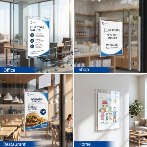 Daofary Acrylic Wall Sign Holder 8.5 x 11, 18 Pack Wall Mount,3-Way Install - Image 6
