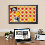 PinPix 18x13 inch Cork Bulletin Board. This Decorative Framed Pin Board Comes with Diamond Pattern in Red and Orange Design and Satin Black. Ideal for Home, Office Decor or School (PinPix-331) - Image 3