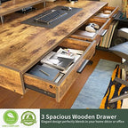 CubiCubi One-Piece Standing Desk 55x26 with 3 Wood Drawers, Rustic Brown - Image 4