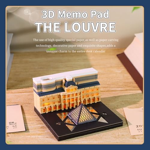 3D Calendar 2027 with LED Lights,Time Piece Calendar 2027,The Louvre 3D Memo Pad,Tear Away Calendars,Sculpture Desk Calendars,3D Art Notepad Calendars,Christmas Gift,New Year Gift (The Louvre) - Image 6