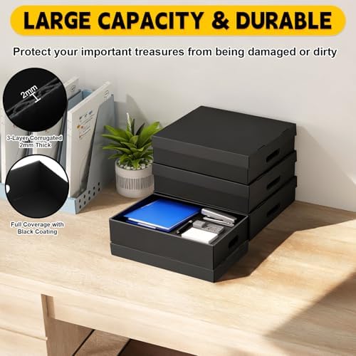 AOBOPLE 6 Pack Photo Storage Box,9" x 12" x 4" Archival Storage Box with Lids,Protective Storage Box for Photo,Pictures,9x12 Documents, Keepsakes and Jewelry Home and Office Organizer - Image 3