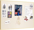Fabric Bulletin Board 24x18 inches, Golden Aluminum Framed Wall Pin Board by Lightomorrow