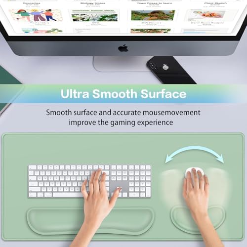 Desk Mat Green, Large Gaming Mouse Pad with Wrist Rest, 4in1 XXL - Image 2