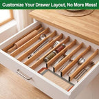 6 Pack Bamboo Drawer Dividers, Dresser Separators 16.6" to 21.8" - Image 6