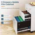 MIIIKO White Filing Cabinet 3 Drawers Under Desk, Metal File Cabinet with Lock for Home Office, Small Mobile File Cabinet for Letter Legal File Folders（Un-Assembled） - Image 5