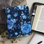 Blue Rose Flowers Print Cross Bible Cover for Women Men, Bible Case Bag with Top Handle PU Leather Bible Carrying Case for Church - Image 6