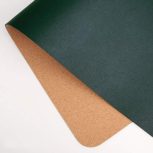 Ruby Lil Natural Cork & Leather Office Desk Mat, Dual Use Desk Matt for Desktop,Ultra Thin Waterproof PU Leather Mouse Pad,Working for Home Accessories,Olive,47"x 24" by RubyLil