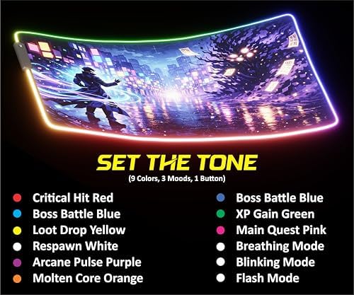 RGB Gaming Mouse Pad Large Extended Desk Mat 35.4x15.7in XXL XXXL Mousepad LED Light Up Keyboard Mat PC Gamer Desk Pad Gaming Accessories Extra Big Mouse Mats Full Desk Size - Arcane Rift - Image 4