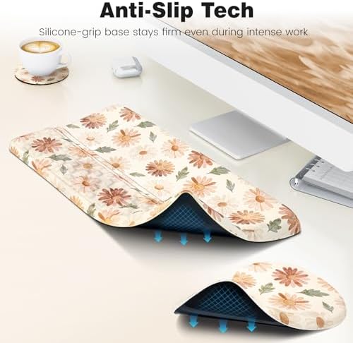 Ospelelf Keyboard Wrist Rest and Mouse Pad Set, Ergonomic Memory Foam Wrist Support, Aesthetic Desk Accessories for Office, Home & Gaming, Relief for Carpal Tunnel & Wrist Pain, Daisy - Image 6