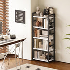 Homeiju Organization and Storage, 5 Tier Bookshelf, Tall Bookcase with Shelves, Wood and Metal Book Shelf Storage Organizer, Industrial Display Standing Shelf Unit for Bedroom, White - Image 6