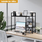 HavenlyYouth Desk Shelf, 38.6 Inch Wood Desk Organizer Shelf for Computer Monitor, Desk Hutch Storage, Desktop Shelf for Top of Desk, 3 Tier Desktop Bookshelf for Home Office Dorm, Black - Image 4