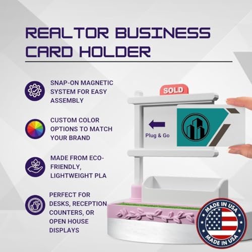 Custom Real Estate Business Card Holder – Professional Desk Organizer for Realtors, Brokers, Agents, Reception Desk Display, Office Accessory & Client Gift (Design 31) - Image 3