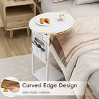 Vagusicc C Shaped End Table with Charging Station, 32" Tall Side Table for Couch and Recliner, Adjustable Height Small Couch Side Table Slide Under Sofa TV Tray Table for Living Room, Bedroom, White - Image 4
