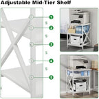 3 Tier Printer Stand, Large 23.6"x23.6" Printer Table with Wheels - Image 6