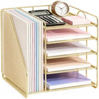OPNICE Desk Organizer, 5-Tier Paper Organizer Letter Tray, Gold by OPNICE
