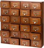Stackable Modular 4-Pack 24 Drawer Wood Card Catalog Drawers for Desktop - Stackable Mini Storage Drawers for Office or Study Table - Arrange Your Own Drawer Storage Cabinet for Table, Fully Assembled by Woodaholic