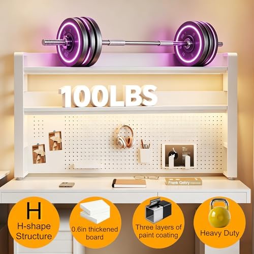 Desktop Hutch Bookshelf, 2-Tier Metal Desk Shelf for Top of Desk - Image 3