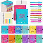 Sprial Notebooks with Pens Bulk, 48 Pack, 5.5 x 4.7 Inch, Positive by Culudea