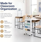 BYFU 5-Tier Movable Bookshelf Cart, 26.0" H, White - Image 6