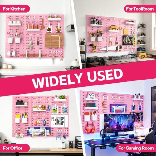 Pink Peg Board, 24"x36" Pegboard Wall Organizer, Includes 6PCS Pink Peg Boards and Accessories, Plastic Peg Board Panels for Craft Room, Office, Kitchen, Gaming Room - Image 4