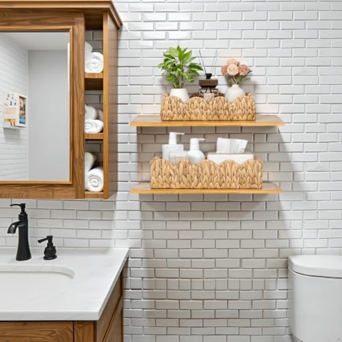 Kriitools Scalloped Toilet Paper Storage Basket, Farmhouse Home Decor - Image 2