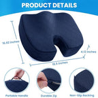 TushGuard Seat Cushion - for Office Chair, Car Seat, Airplane, Bleacher - Sciatica & Coccyx Pain Relief Desk Chair Cushion for Long Sitting Office Workers, Car Drivers(Blue, XX-Large) - Image 2