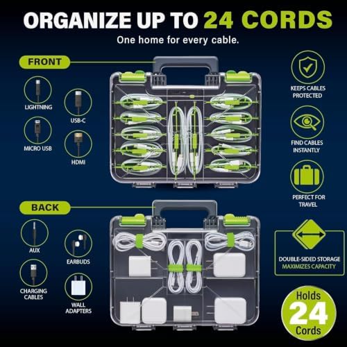 Ontel Cord Daddy Cord Organizer Case for Cables and Chargers, Tech & Electronics Organizer | Holds Cords, Cables, Chargers & Accessories | Compact Zip Case - Image 6