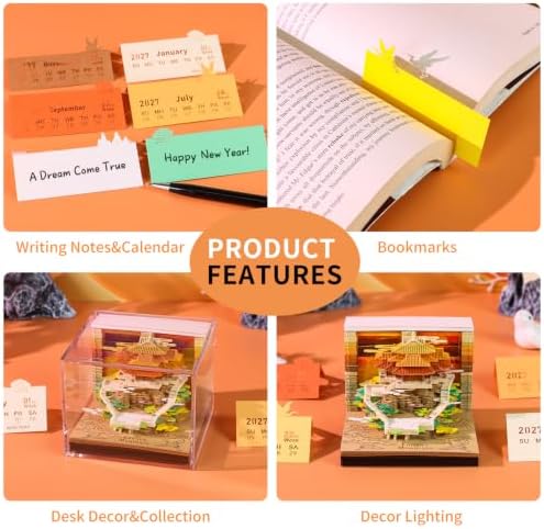 3D Memo Pad, 3D Calendar 2027, Time Piece Calendar, Tear-Off Calendars 2027, 3D Paper Carving Art Memo Pad, Art Carving Sticky Notes for Office Home Gifts Ornaments (Laojunshan New) - Image 5
