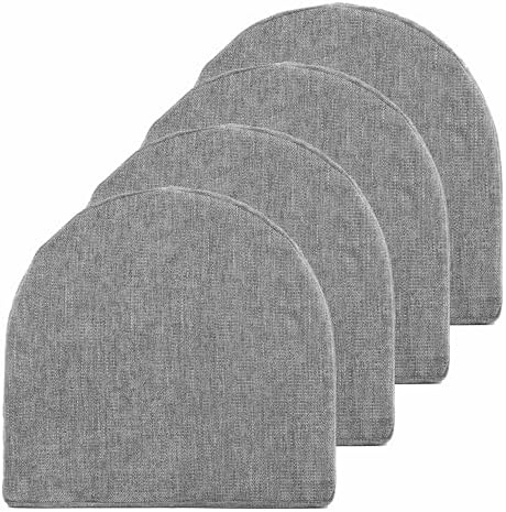Chair Cushions: Premium High-Density Memory Foam Seat Cushion for Office, Home, & Car - Ergonomic Design for Comfortable Sitting, Relieves Pain & Tailbone Pressure with Non-Slip Bottom, 4 Pack, Gray by SweetHomeCollection