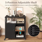 GIANTEX File Cabinet, Lateral Filing Cabinet with Lock, Wheels, Charging Station, Cable Hole, Lockable Side Cabinet, Adjustable Shelves, Metal Frame, Printer Stand for Home Office Small Space (Black) - Image 6