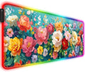RGB Colorful Flower Peony Gaming Desk Mat & Floral Mouse Pad, XL by JIANG100