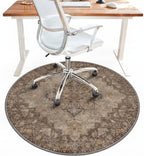 5FT Round Office Chair Mat for Hardwood Floor, Non-Slip Washable Brown by BESBLEE