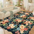 DUKINO 8x10 Area Rug for Living Room, Soft Floral Washable Rug, Navy Blue by DUKINO