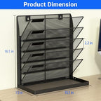 Legal/Letter Size Hanging Wall File Organizer Desktop Self Standing File Organizer,6-Tier Wall Mount Paper Document Folder Holder,Metal Mesh Magazine Rack for Office Home, Black ﻿ - Image 4