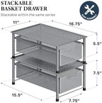 Simple Houseware Stackable Cabinet Basket Drawer Organizer, Silver - Image 2