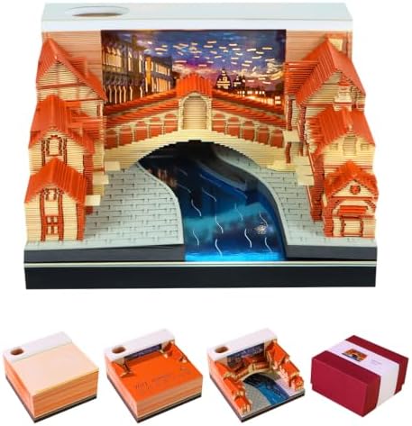3D Calendar 2027, Unique 3D Memo Pad Tear Away Time Piece Calendar, Fun DIY Paper Carving Art 3D Desk Calendar Notepad Gift for Christmas, New Year (Venice) by Easolay