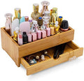 GOBAM Bamboo Makeup Organizer and Storage with Drawer, Wooden Cosmetic Organizer Countertop for Bathroom, Bedroom, Kitchen & Dresser, Desk Organizer with Drawers and Make up Vanity Station - Medium by GOBAM