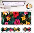 Large Keyboard Mouse Pad Set, Extended Mouse Pad+Keyboard Wrist Rest Support, Memory Foam Ergonomic Easy Typing, 4Pcs (31.5×11.8 in) Desk Pad Set for Office Home,Vibrant Tropical Flower - Image 6