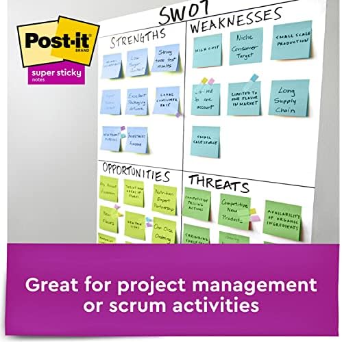 Post-it Super Sticky Recycled Notes, 3x3 in, 5 Pads, 2X The Sticking Power, Oasis Collection, 30% Recycled Paper (654-5SST) - Image 6