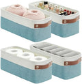 Bagnizer Small Fabric Storage Baskets, 15x6x5 inch Narrow Storage Bins 4-Pack Long Storage Basket for Organizing with Handles, Decorative Basket for Closets, Shelves, Toilet Paper, Teal by Bagnizer
