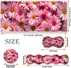 Large Gaming Mouse Pad + Keyboard Wrist Rest + Wrist Support + Coaster Set, Memory Foam Ergonomic for Easy Typing, XXL Extended Gaming Mouse Pad Table Pad - Pink Daisy - Image 6