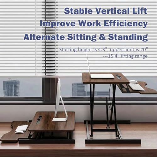 Standing Desk Converter 32" - Sit to Stand Desk Converter for Dual Monitors - Height Adjustable Desk Riser for Standing - Home Office & Corporate Use - Relieve Back Pain(Walnut) - Image 4