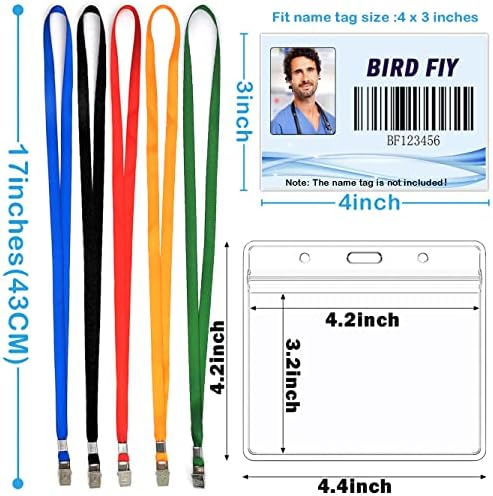 4x3 Name Tags Badge Holder with Lanyard 150 Pack Waterproof Horizontal ID Badge Holder and 50 Pcs Lanyards Nametag for Conferences, Events, and Meetings (Blue, 4 X 3 inches) - Image 2
