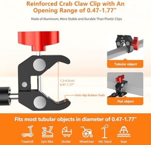 Portable Tablet Stand for Desk, 360° Adjustable iPad Holder for Bed, Metal Desk Clamp with Sturdy Aluminum Tablet Arm Mount for 4.7"-13.5" Kindle,iPad Pro/Air/Mini, iPhone,for Kitchen,Work,Video Call - Image 5